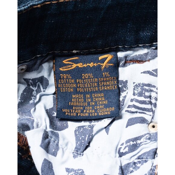 Seven7 Jeans Womens 27x33 Boot Cut Slim Low Rise Dark Wash Stretch Thick Stitch - Picture 9 of 9